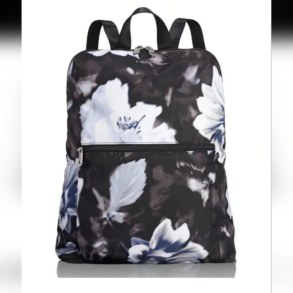 Tumi Voyageur Just In Case Floral Black and White Backpack
